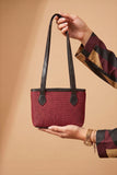 Mini Jute Shoulder Bag - Maroon
