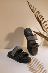 Braided Glam Slides - R 01 - Black