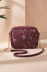 Floral Crossbody Bag - Maroon