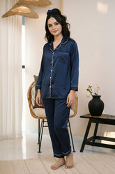 Silk PJ Set - Navy Blue