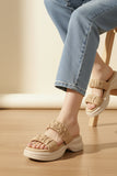 Chunky Ruched Strap Slipper - P 55 - Fawn