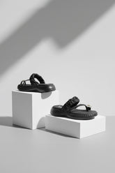 Ruched Comfort Knot Slipper - R 02 - Black