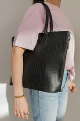 Side Zip Tote Bag - Black