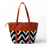 Zigzag Canvas Tote - Brown