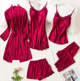 5pcs LONG SILK NIGHTY SET