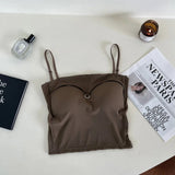 Front Buckle Push-Up Camisole - Brown