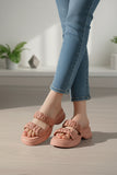 Chunky Ruched Strap Slipper - P 55 - Pink