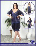 3 Pcs Silk Nighty Set With Gown - 113