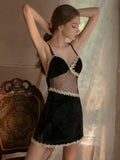 Velvet Lace Mesh Slip - 12067