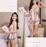 Sleepwear Set Padded Lace Trim Elastic Shorts| 7021