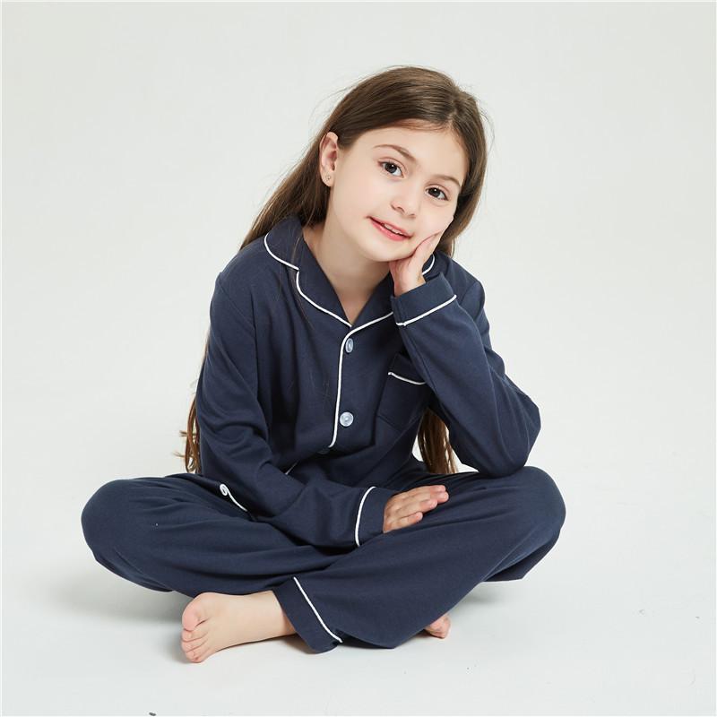 Kids Comfy Linen PJ Sets - Blue
