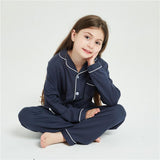 Kids Comfy Linen PJ Sets - Blue