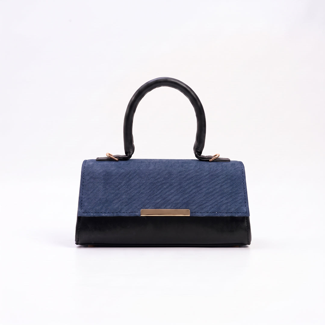 Vesper Handbag - Denim & Black (Textured Contrast)