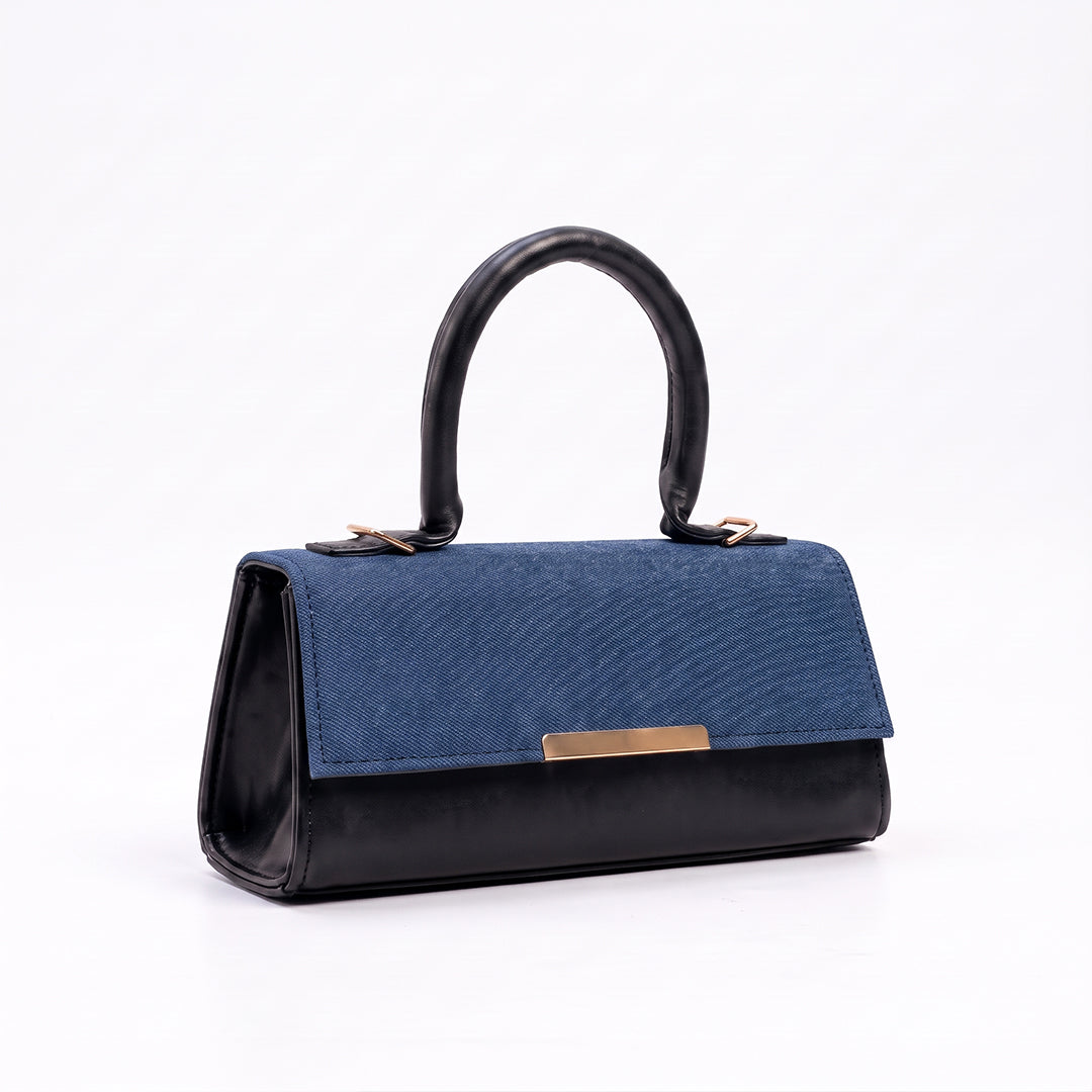 Vesper Handbag - Denim & Black (Textured Contrast)