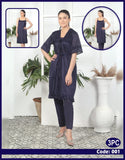 3 Pcs Nighty Set With Gown - 001