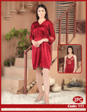 2 Pcs Silk Nighty Set With Gown - 111