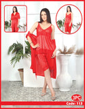 3 Pcs Silk Nighty Set With Gown - 113