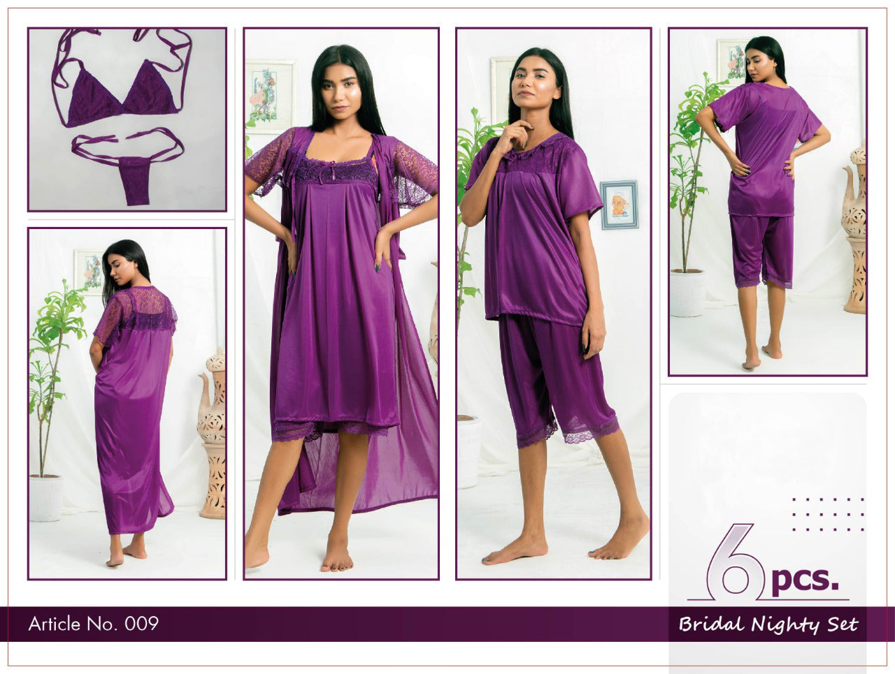 6 Pcs Nighty Set - 009