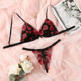 Flowers Lace Bra & Briefs 16138 - Free Size