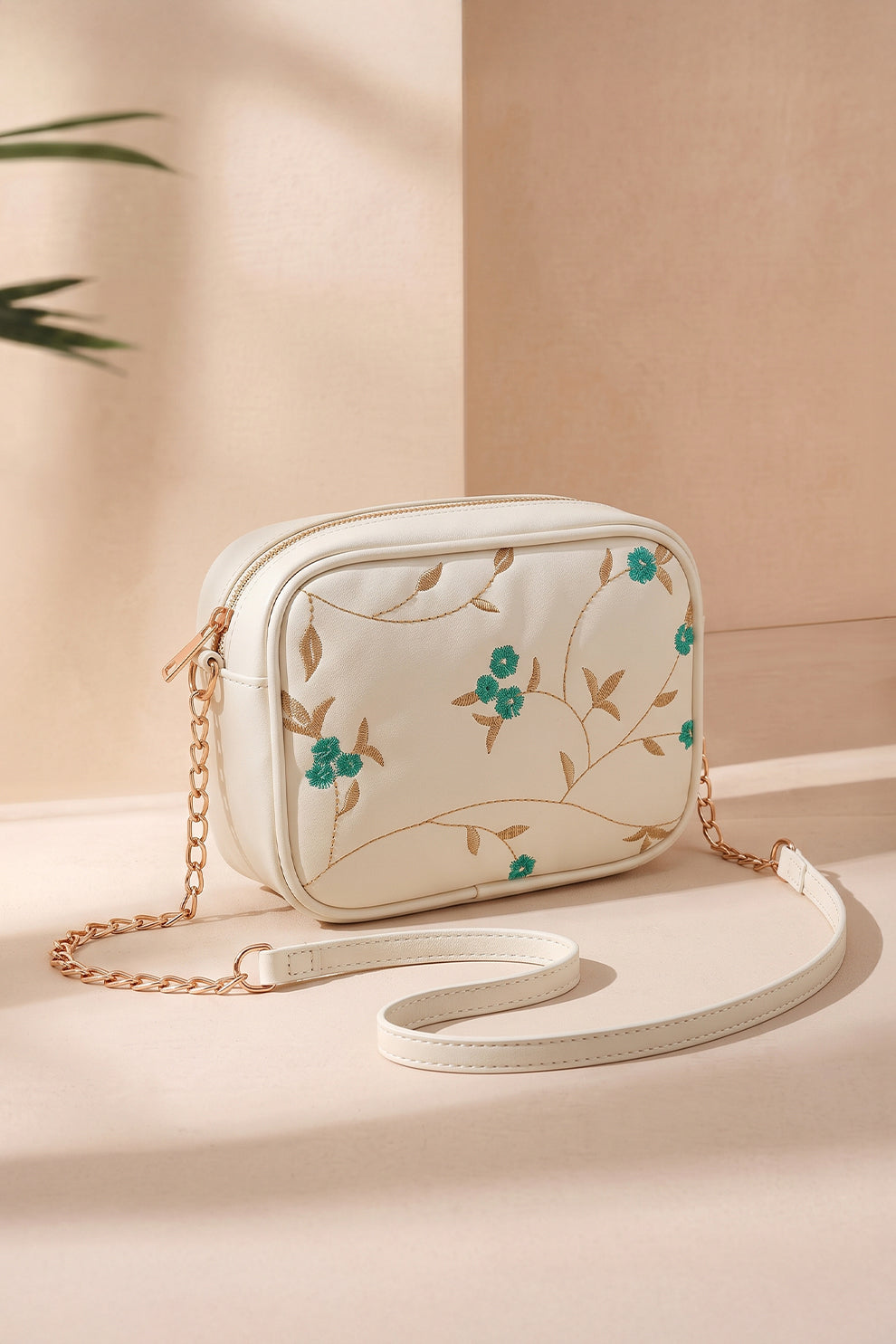 Floral Crossbody Bag - White
