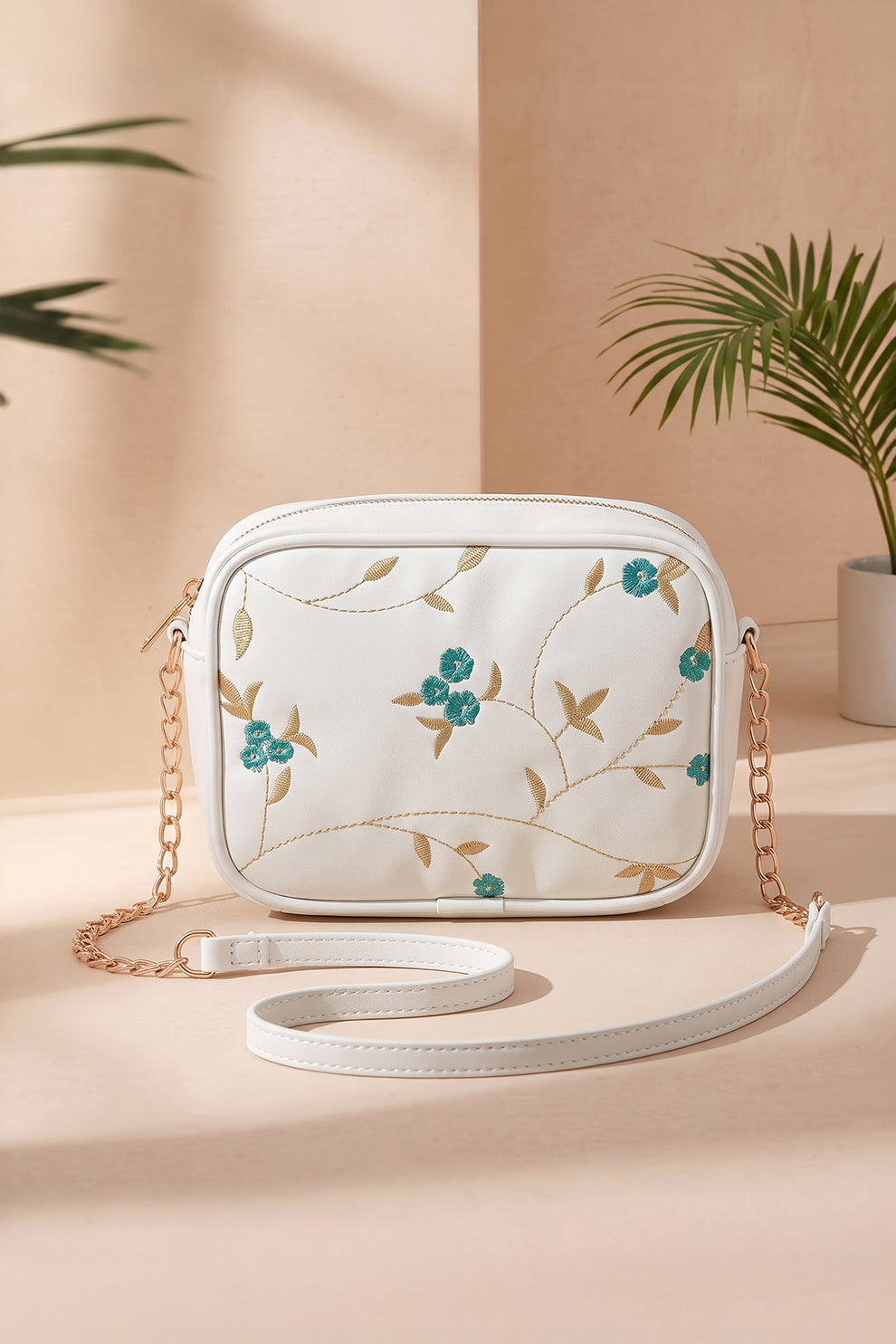 Floral Crossbody Bag - White