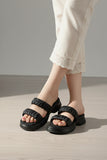 Chunky Ruched Strap Slipper - P 55 - Black