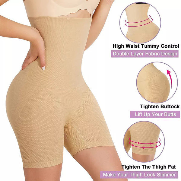 High Waist Air Flex body shaper - Beige & Black-003