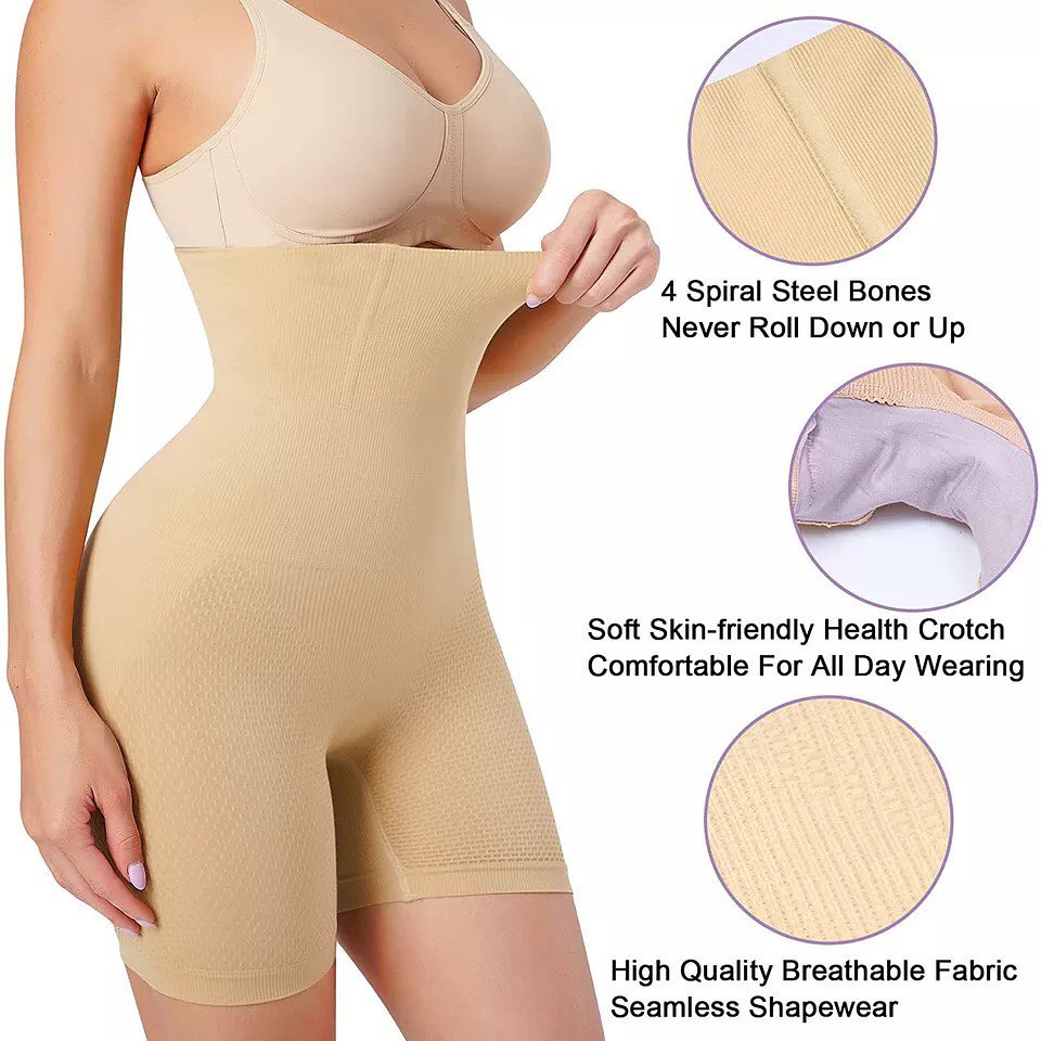 High Waist Air Flex body shaper - Beige & Black-003