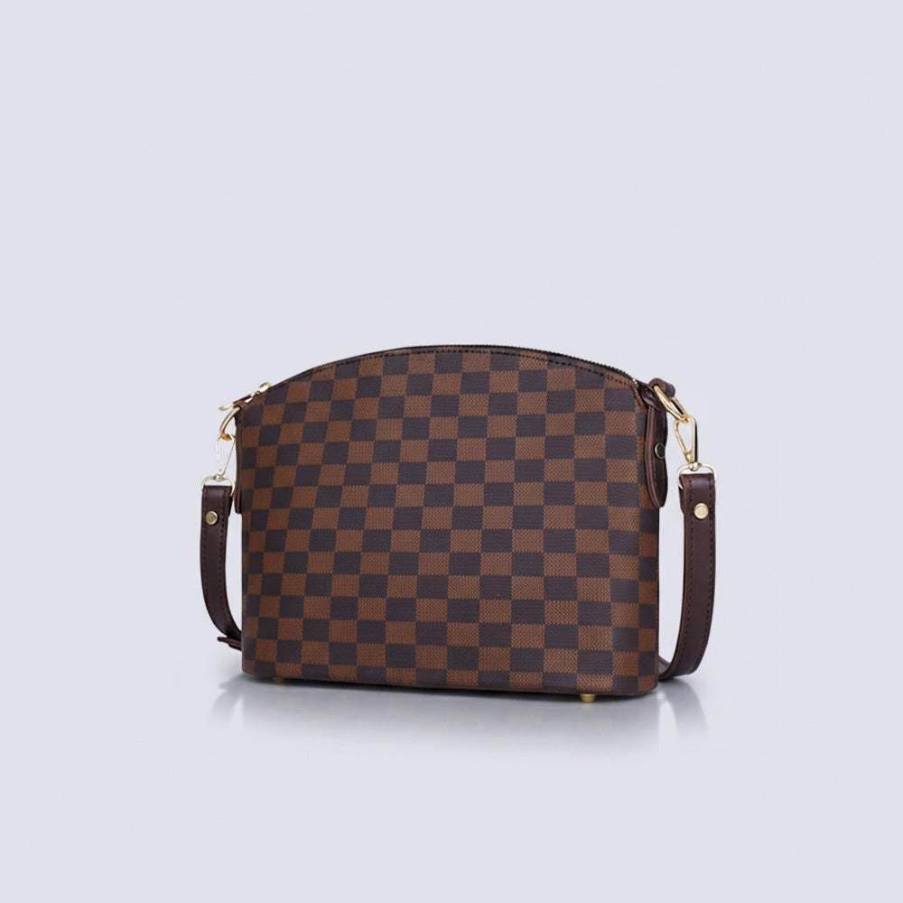 Checkered Tote - Brown