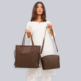 Checkered Tote - Brown
