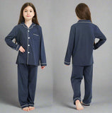 Kids Comfy Linen PJ Sets - Blue