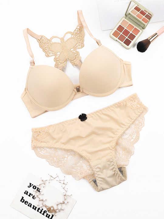 Butterfly  Front lock Bra panty set