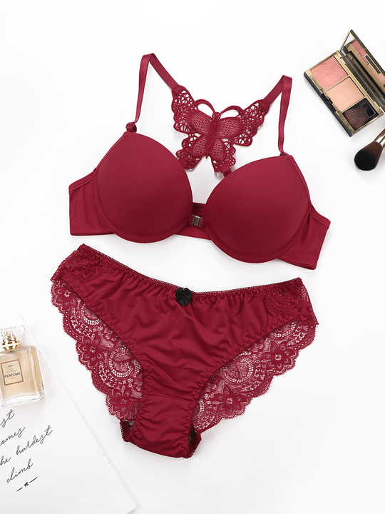 Butterfly  Front lock Bra panty set