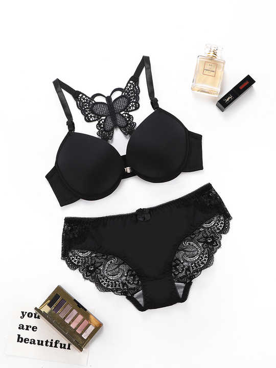 Butterfly  Front lock Bra panty set