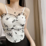 Floral Asymmetrical Camisole Top - White