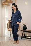 Silk PJ Set - Navy Blue