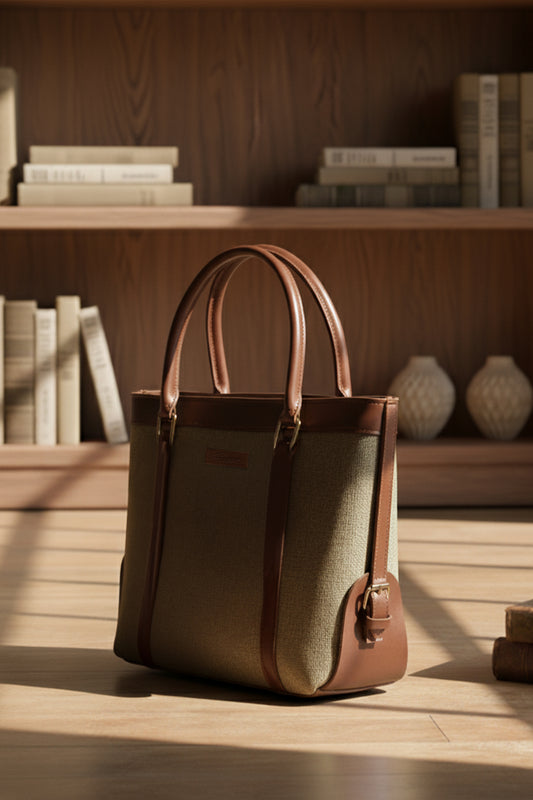 Strap Jute Tote - Brown