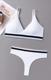 Seamless Sports Bra and Thong Set Free Size - White