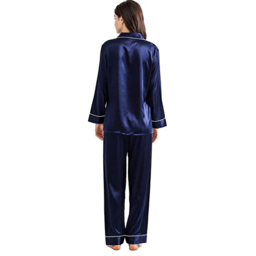 Silk PJ Set - Navy Blue