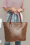 Side Zip Tote Bag - Brown