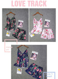 Sleepwear Set Padded Lace Trim Elastic Shorts| 7021