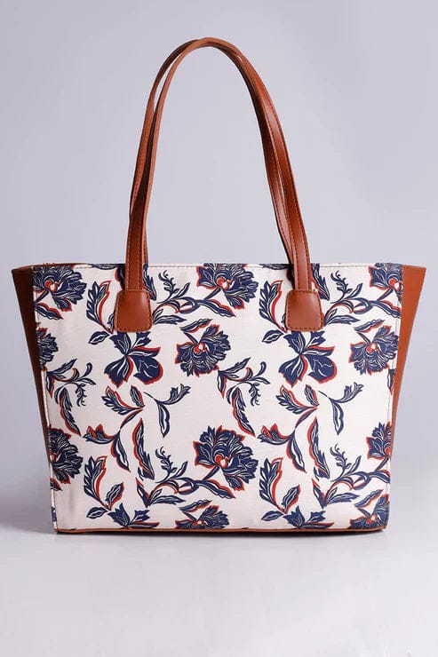 SIDE REXINE CANVAS TOTE 47