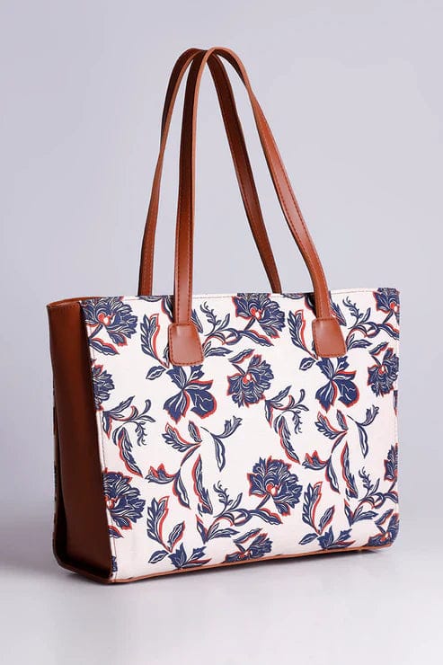 SIDE REXINE CANVAS TOTE 47