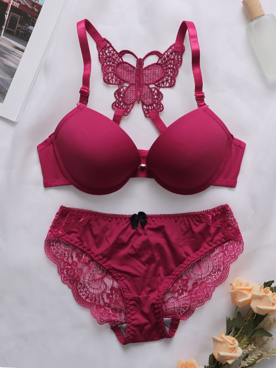 Butterfly  Front lock Bra panty set