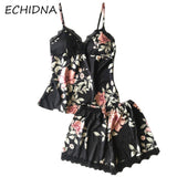 Sleepwear Set Padded Lace Trim Elastic Shorts| 7021