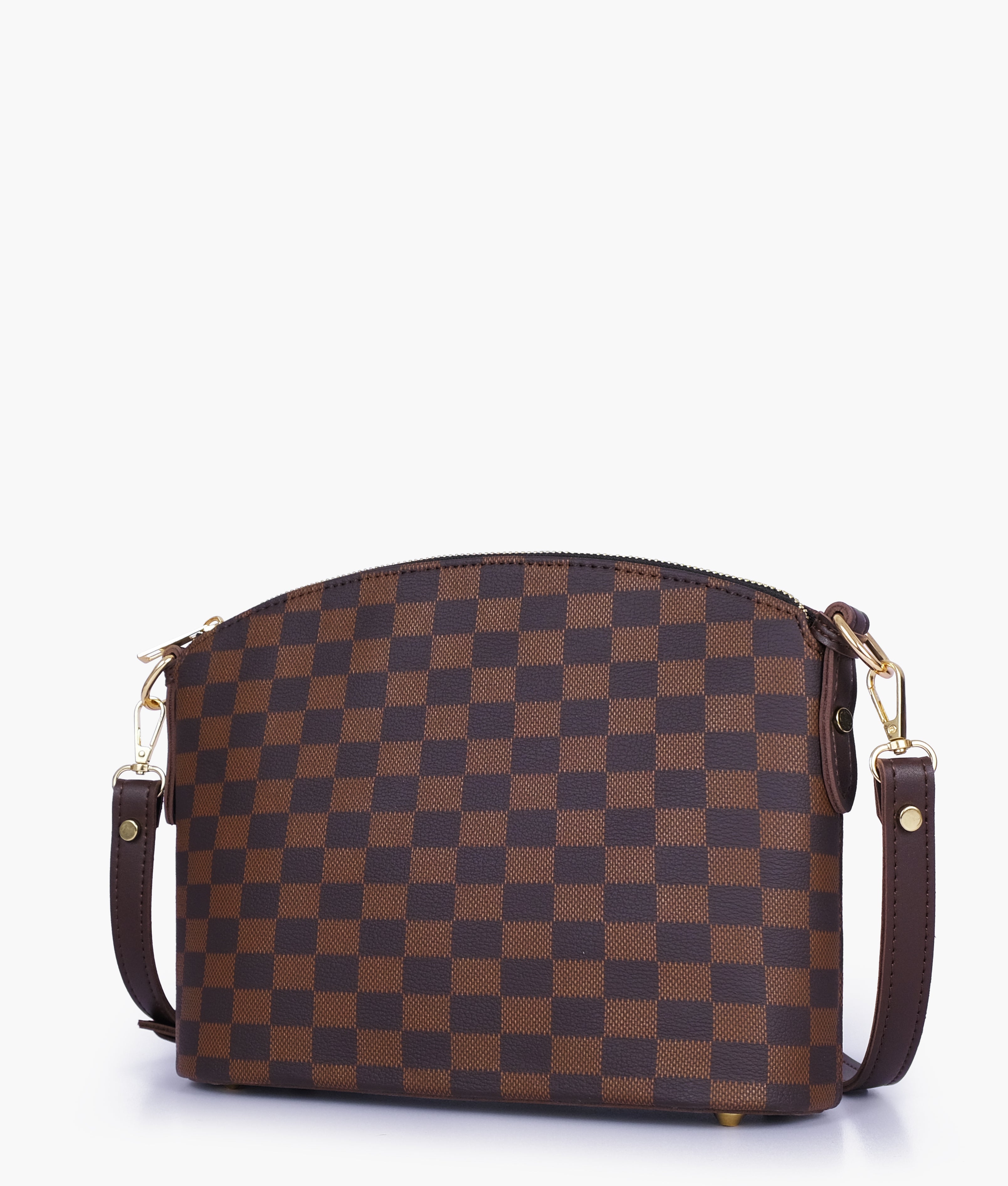 Checkered Tote - Brown