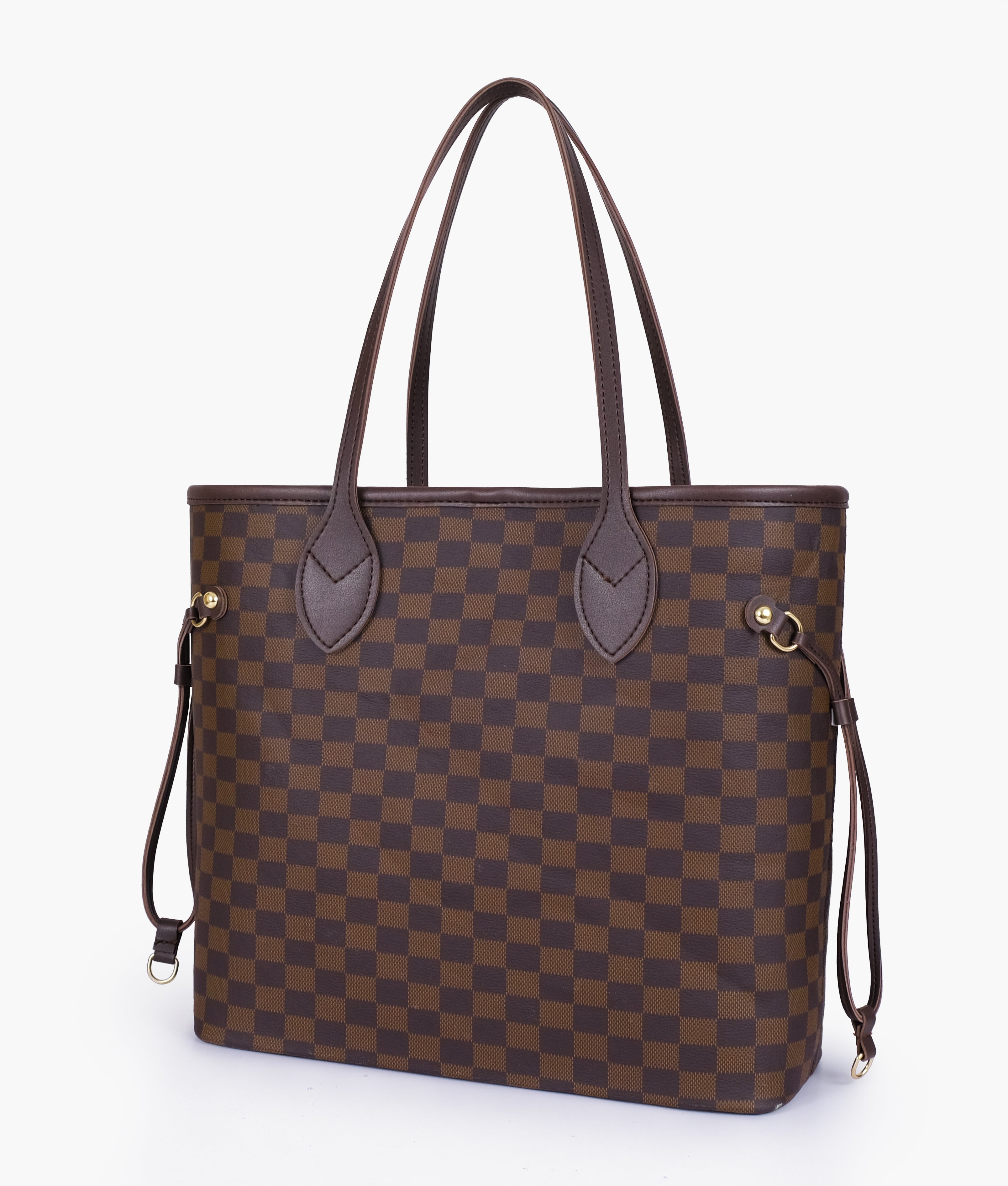 Checkered Tote - Brown