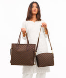Checkered Tote - Brown