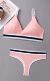 Seamless Sports Bra and Thong Set Free Size - Pink