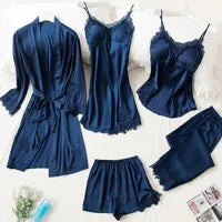 | 5pcs LONG SILK NIGHTY SET